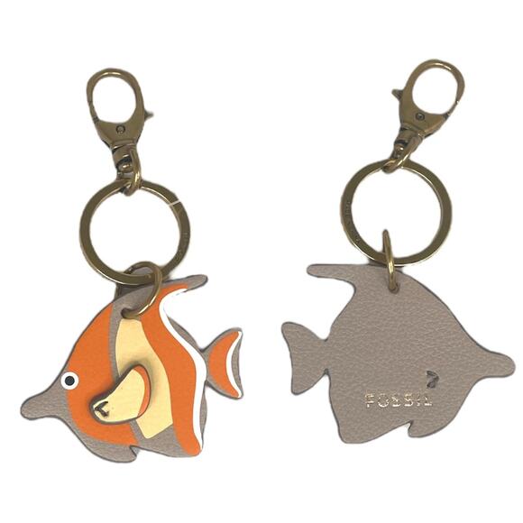 Fossil Tropical Fish Sofia Key Fob Key Chain Gray Orange - Picture 4 of 4